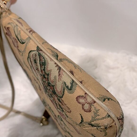 TAPESTRY shoulder bag goldtone hardware zip top slip interior pocket vintage - Picture 4 of 11